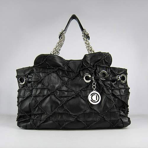 Christian Dior 1816 Lambskin Leather Tote Handbag-Black